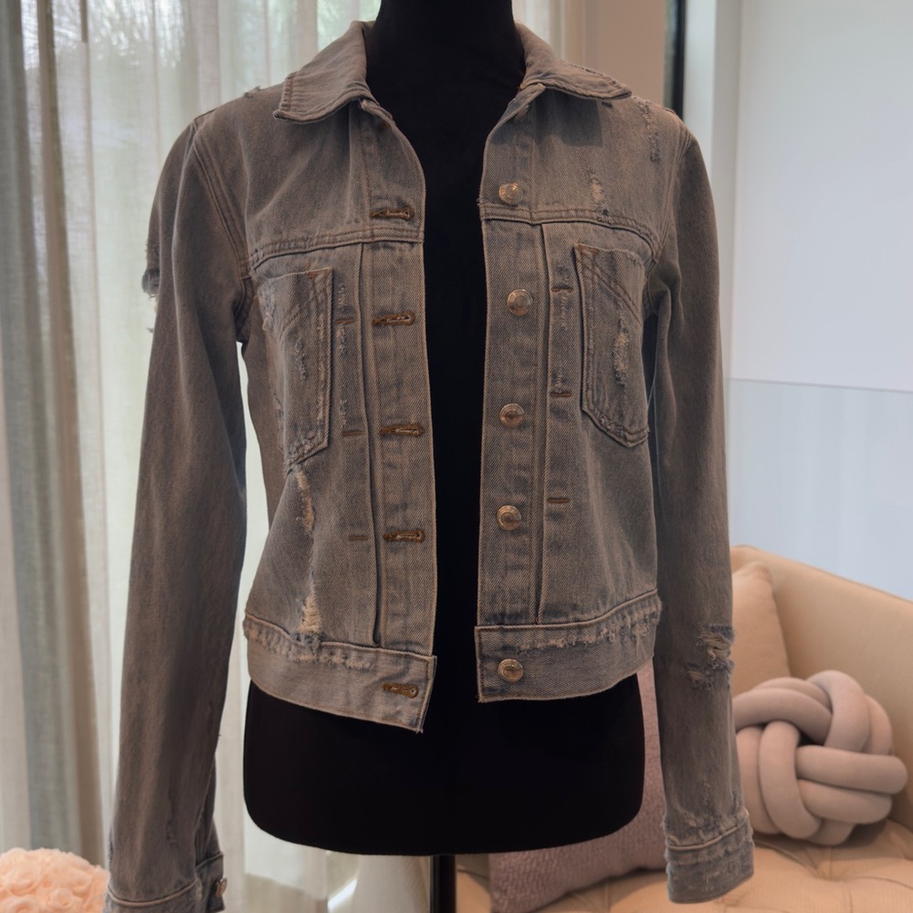 Derek Lam distressed cropped denim jacket